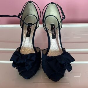 Navy blue satin heels